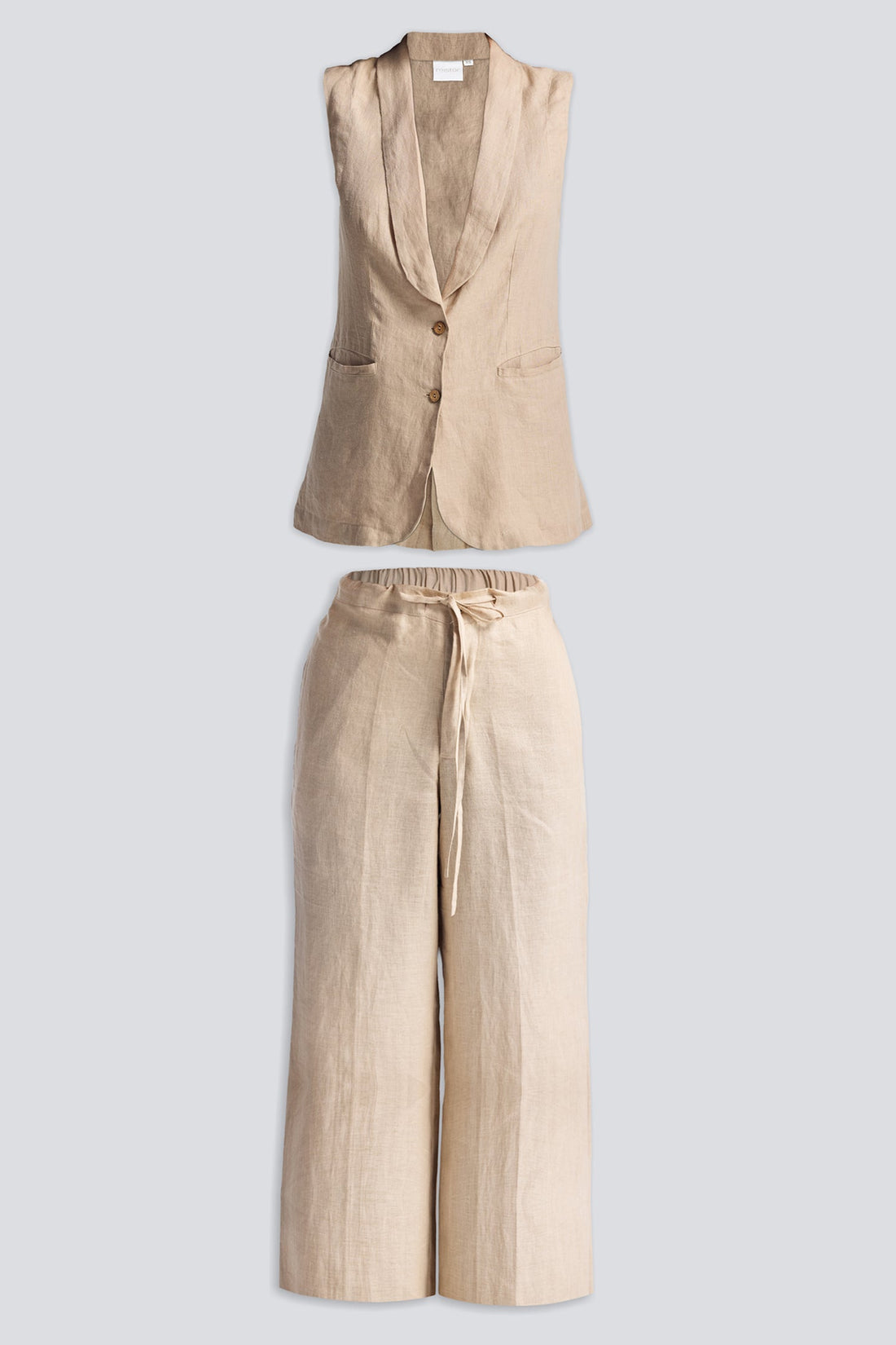Sleeveless Hemp Jacket Set -COL - Stella Carakasi