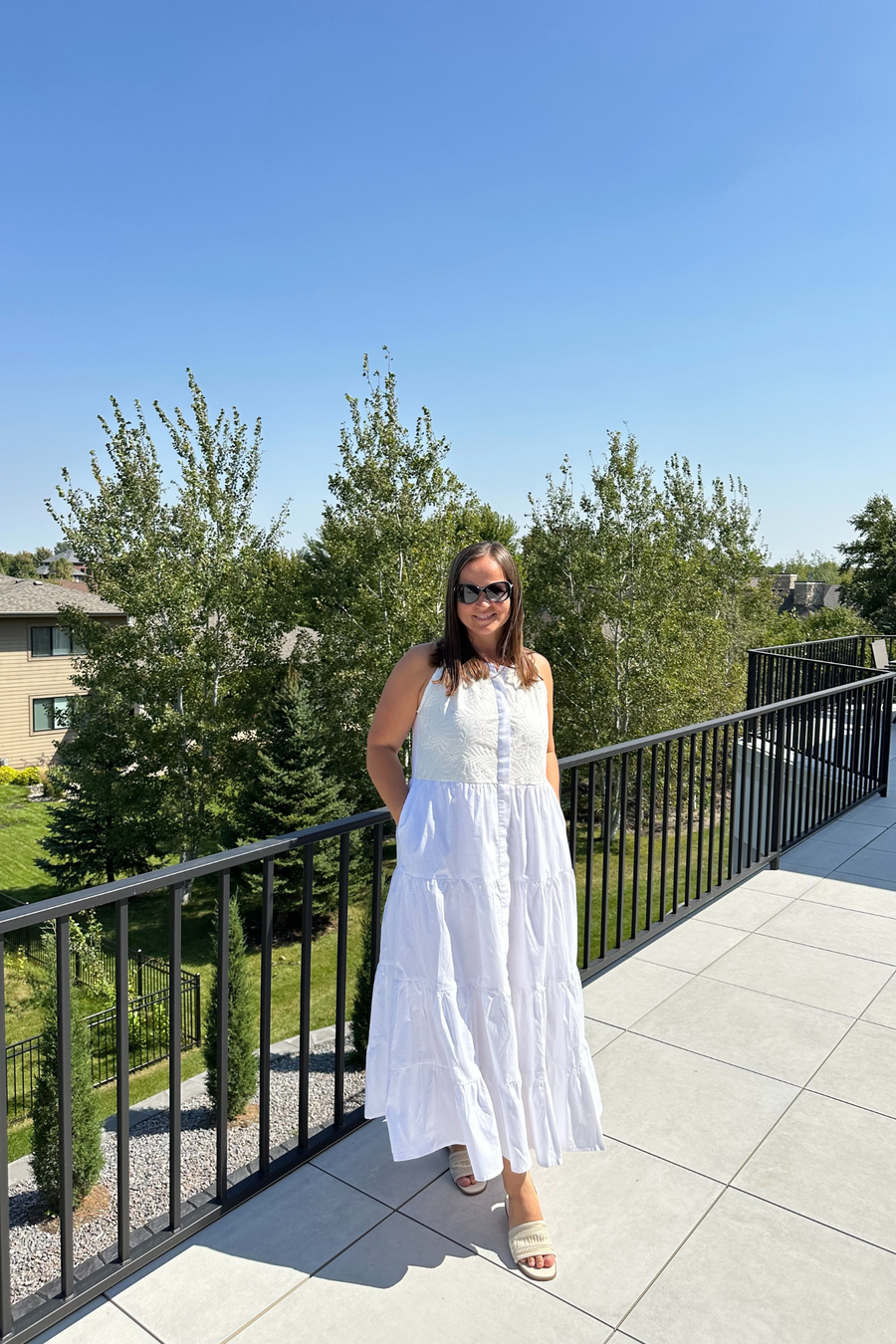 Sleeveless embroidered tiered maxi dress -COL