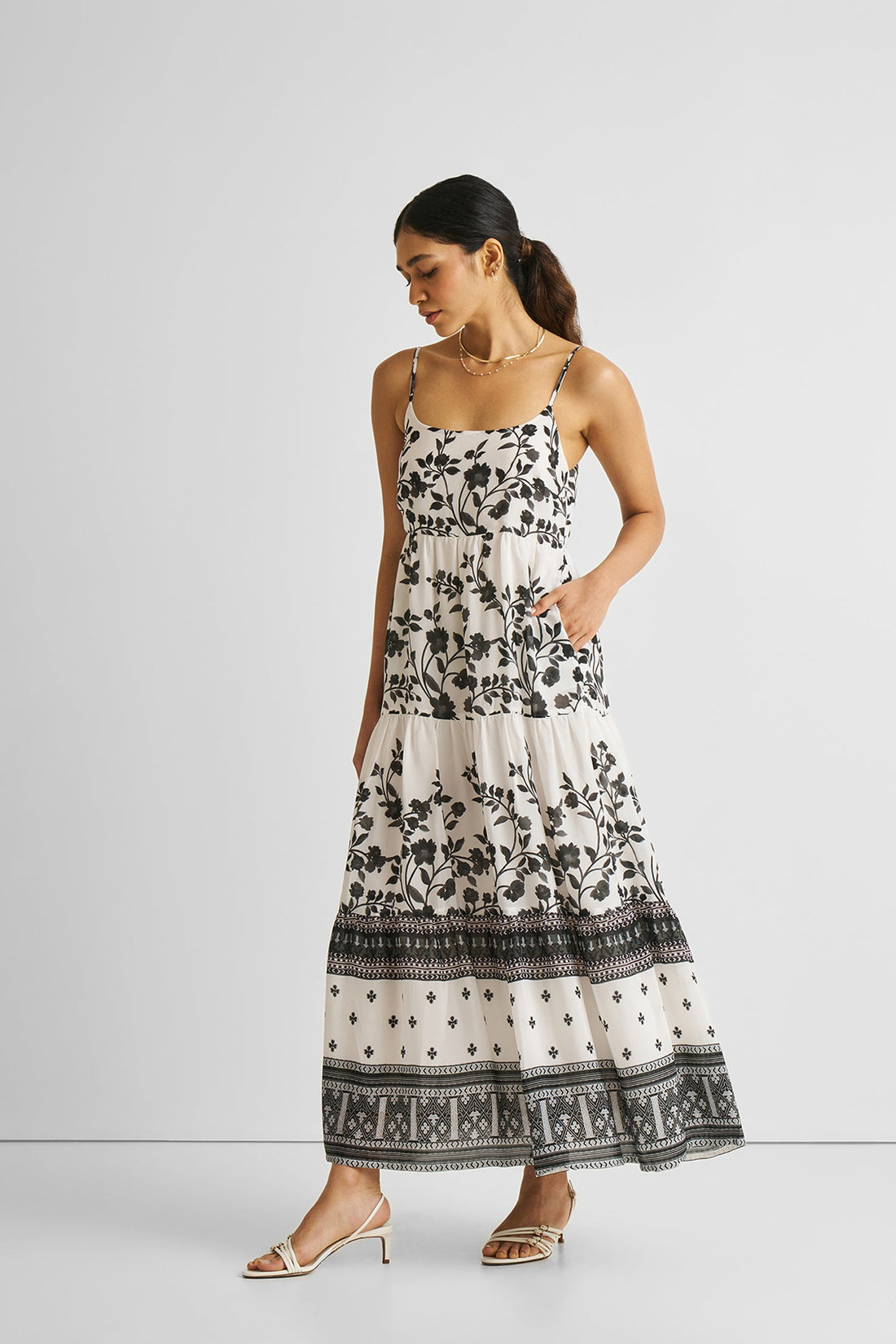 Strappy Tiered Maxi Dress in Florals -COL - Stella Carakasi