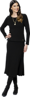 Georgia Pleated-Knit Midi Skirt, Black -COL