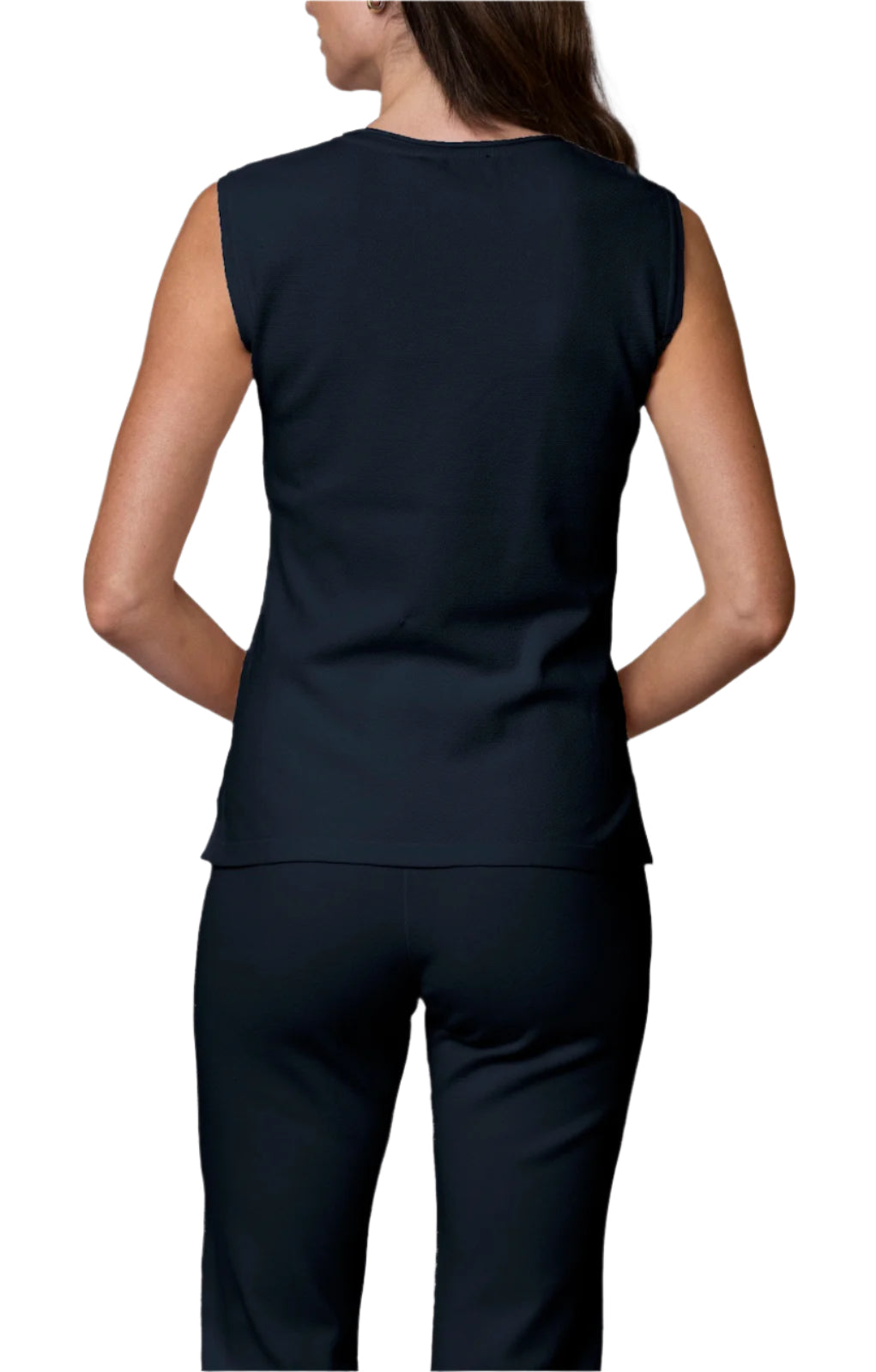 Teresa Round Neck Tank Top, Dark Navy -COL