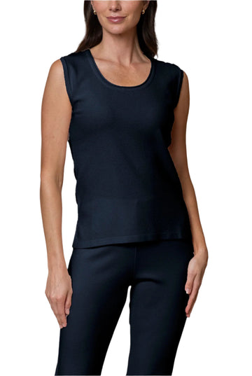 Teresa Round Neck Tank Top, Dark Navy -COL