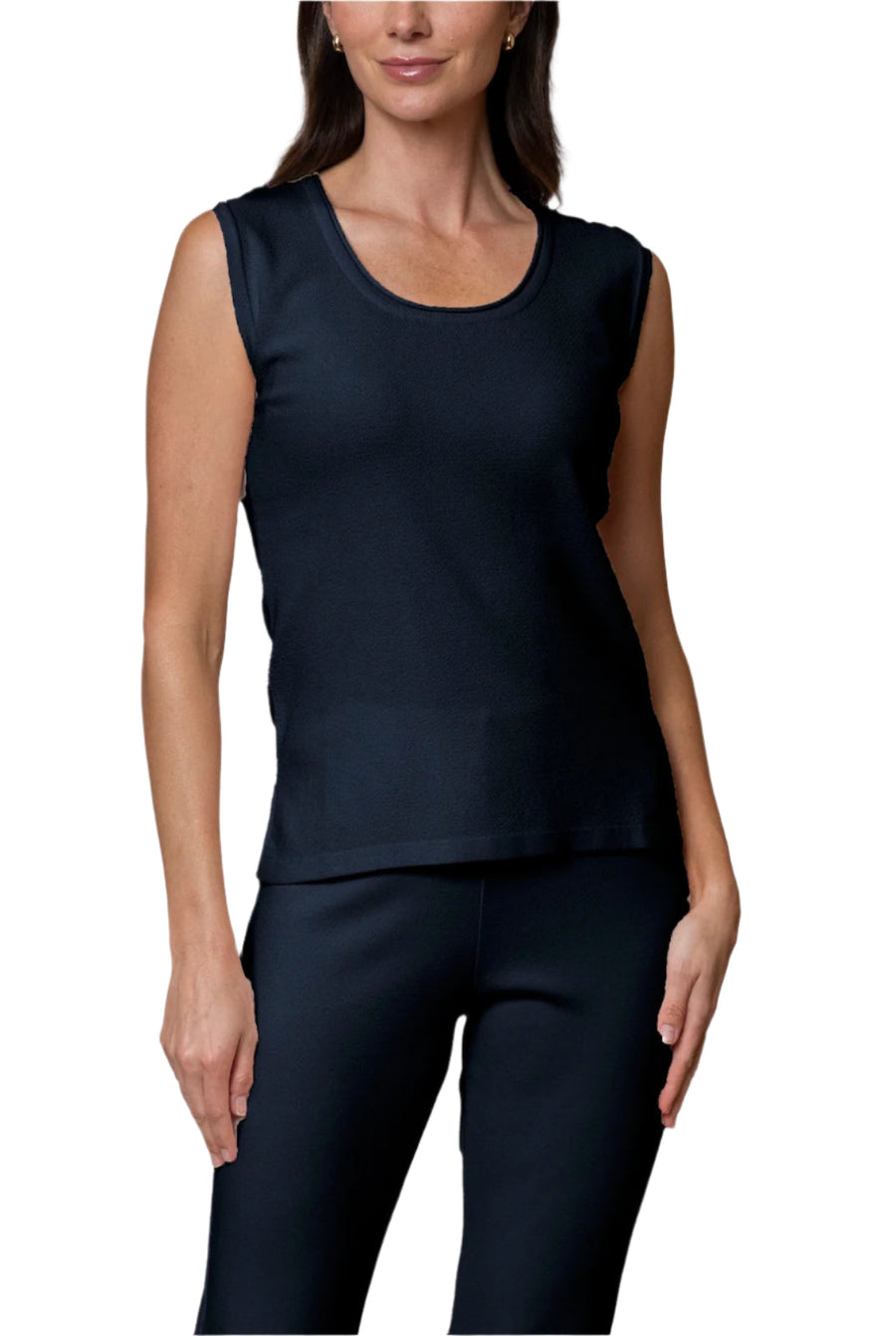 Teresa Round Neck Tank Top, Dark Navy -COL