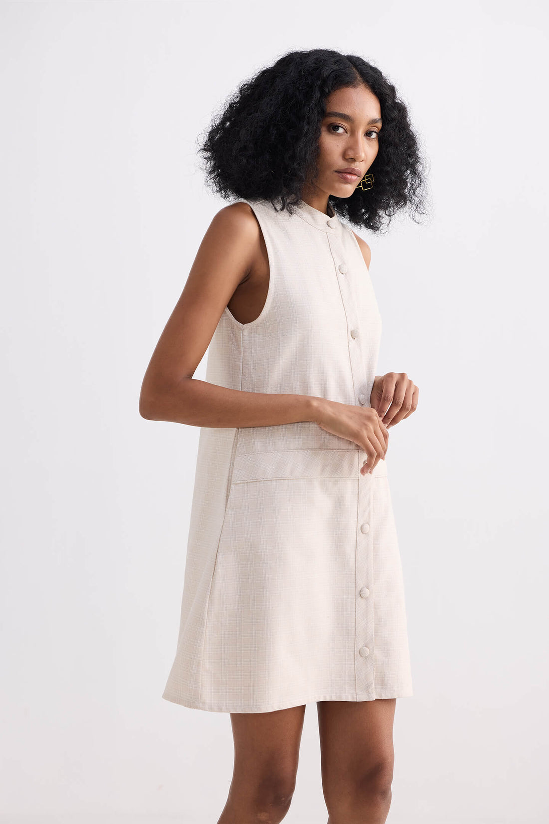 The Cotton Tweed Shift Dress -COL