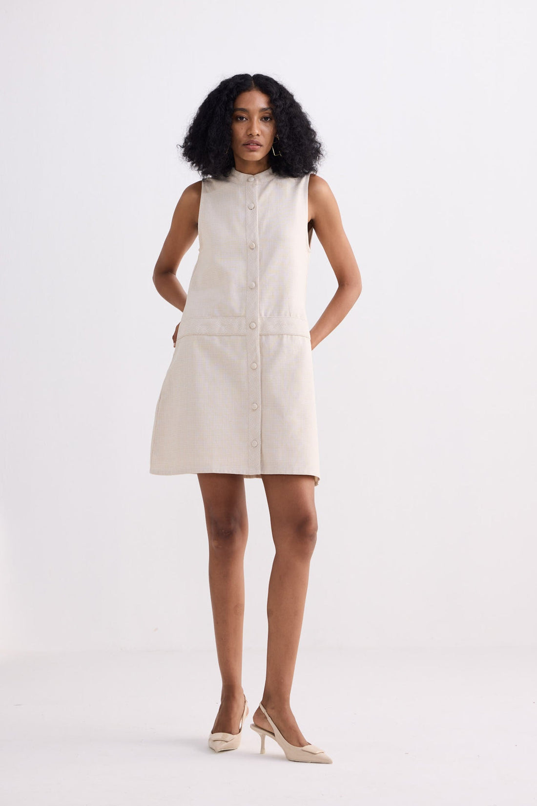 The Cotton Tweed Shift Dress -COL