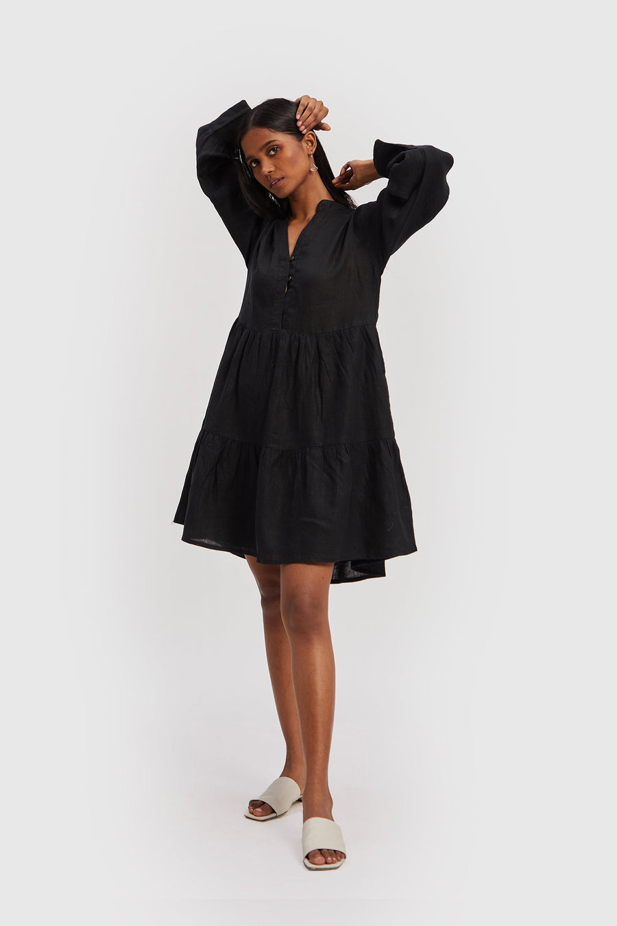 V-neck Tiered Dress -COL