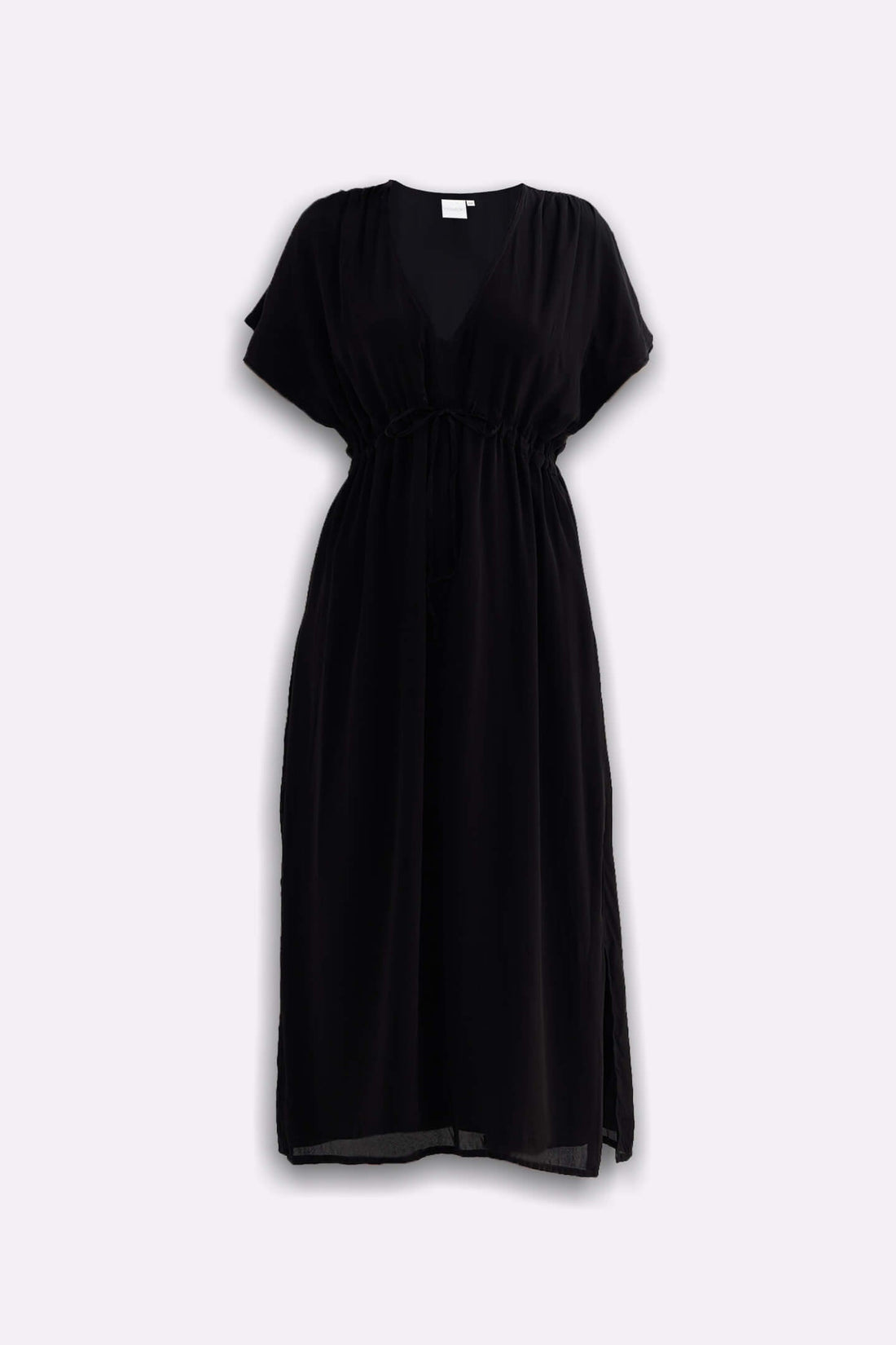 V-neck Gathered Maxi Dress -COL
