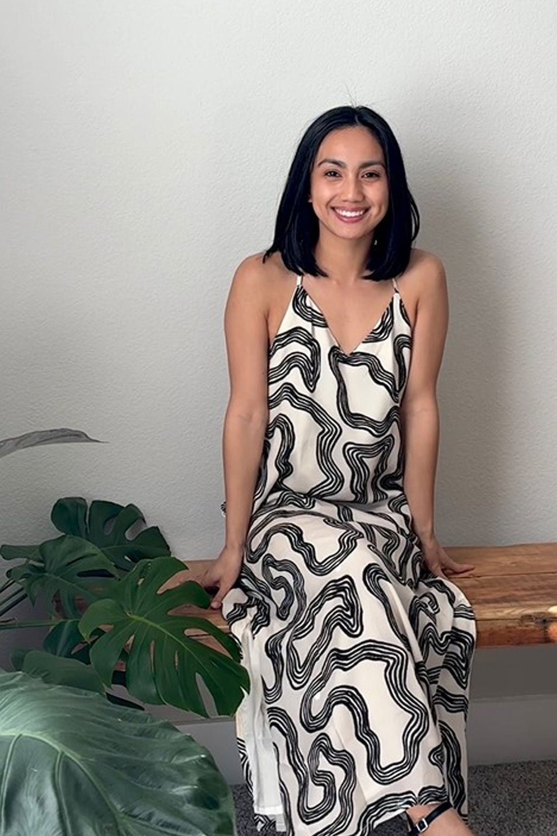 Midi Slip Dress in Black Stripes -COL - Stella Carakasi