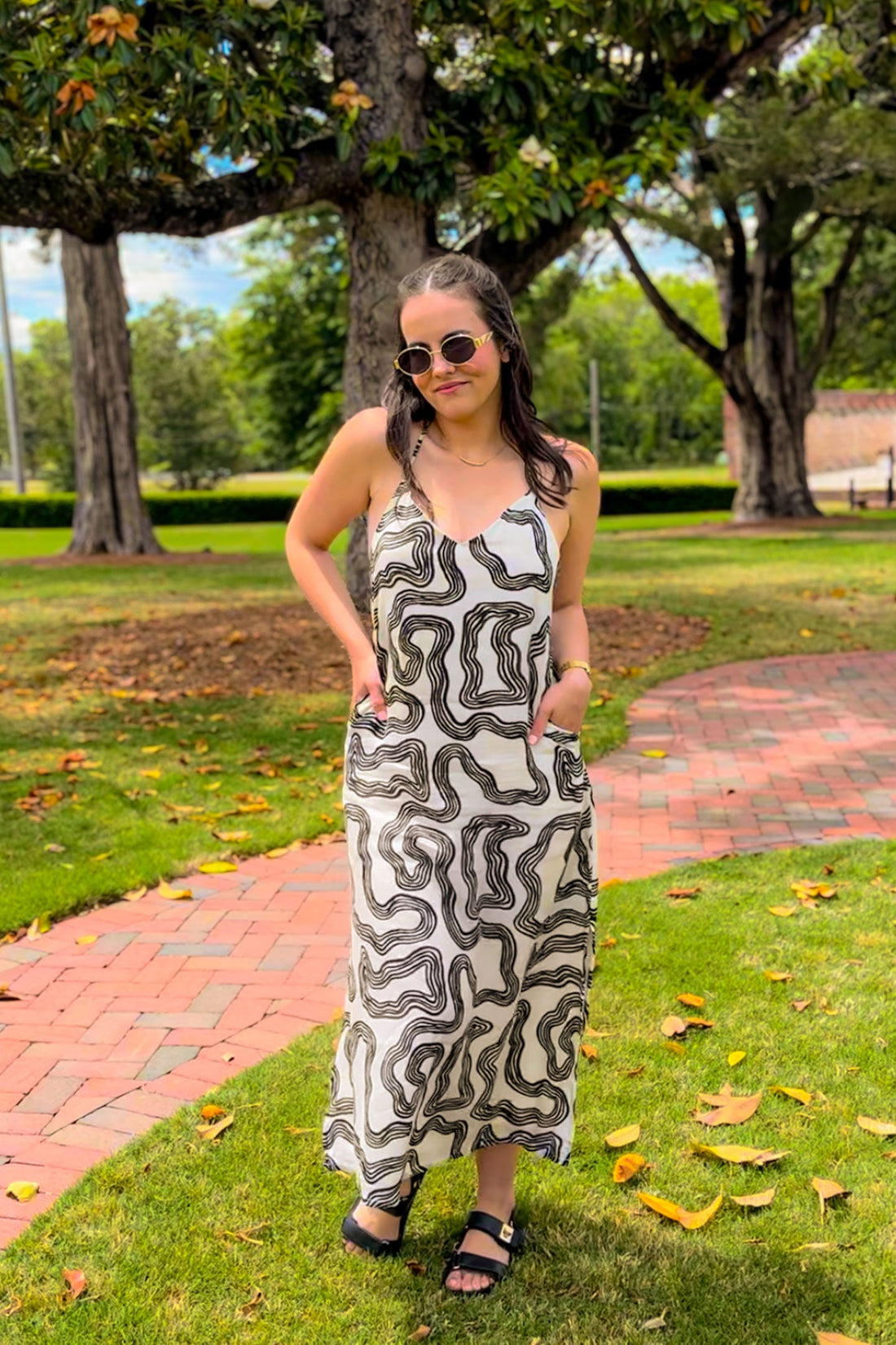 Midi Slip Dress in Black Stripes -COL - Stella Carakasi