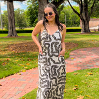 Midi Slip Dress in Black Stripes -COL - Stella Carakasi