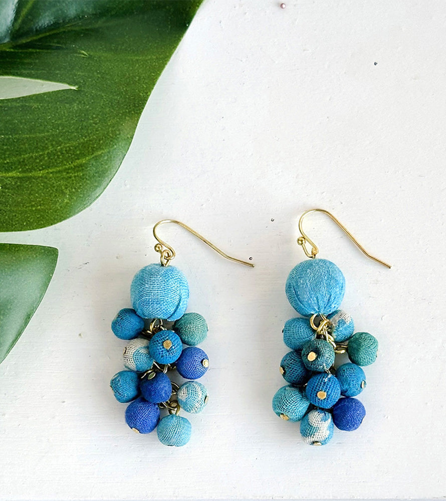 Kantha Dangle Clusters Earrings