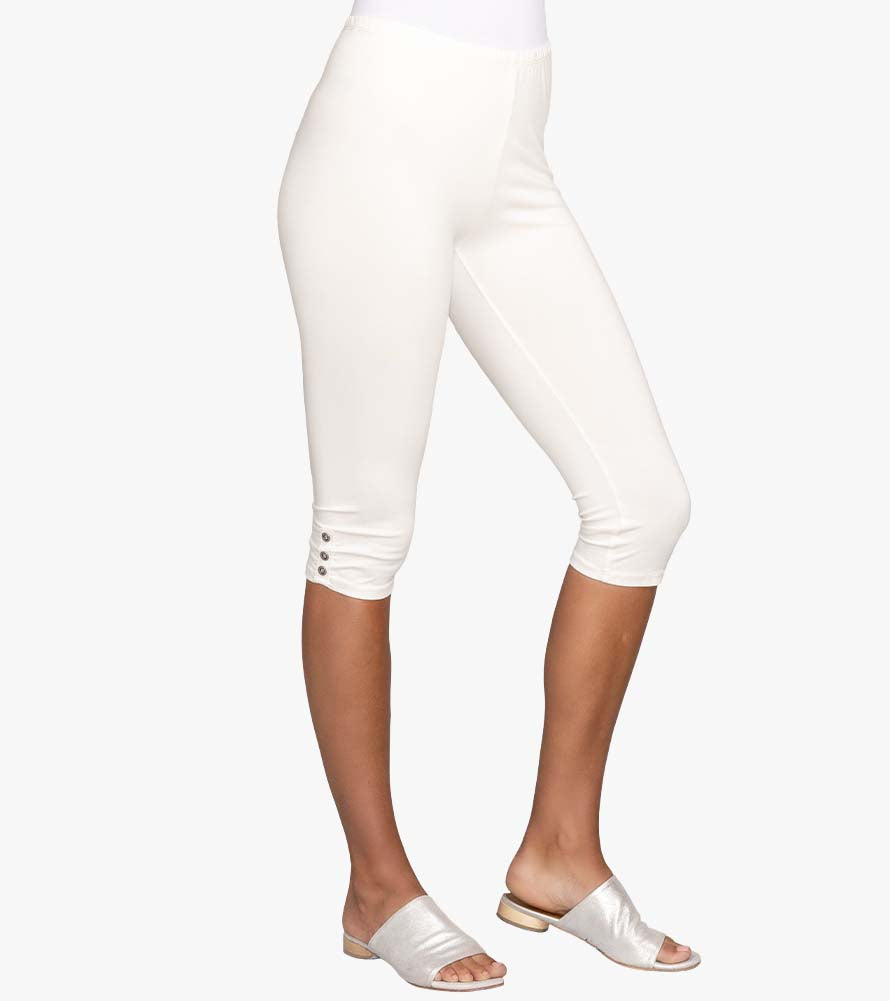 Plus Size Gracie White Eyelet Capri